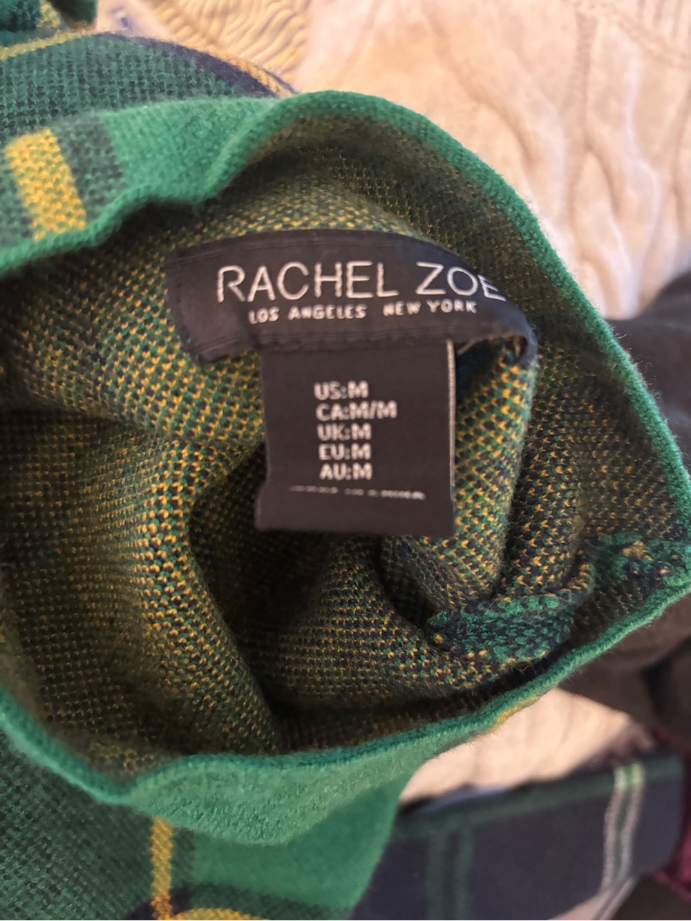 Rachel Zoe Green and navy Plaid Mock Neck Sweater - never worn - Picture 2 of 2